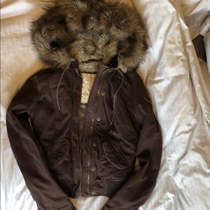 Abercrombie Fur Jacket Brown Women S